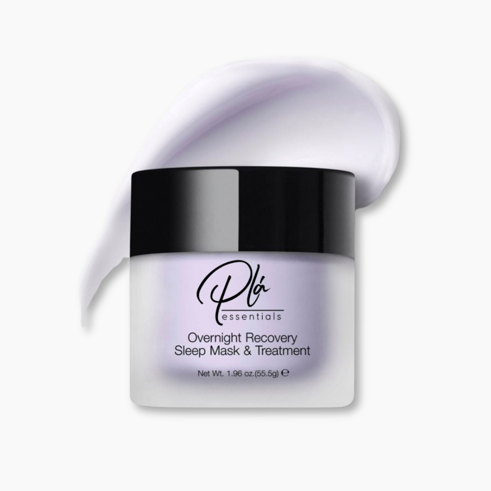 container of overnight recovery sleep mask from the brand pla essentials