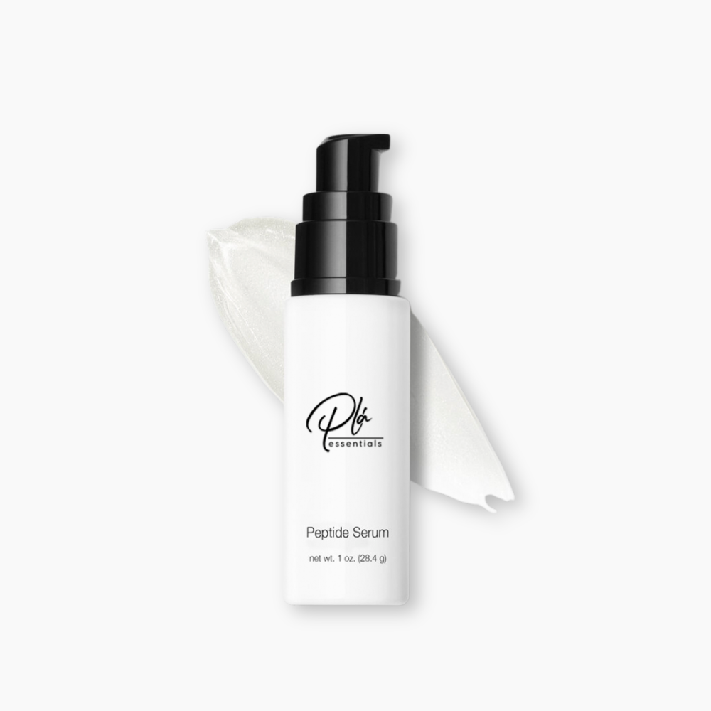 bottle of Peptide serum from the Plá essentials brand